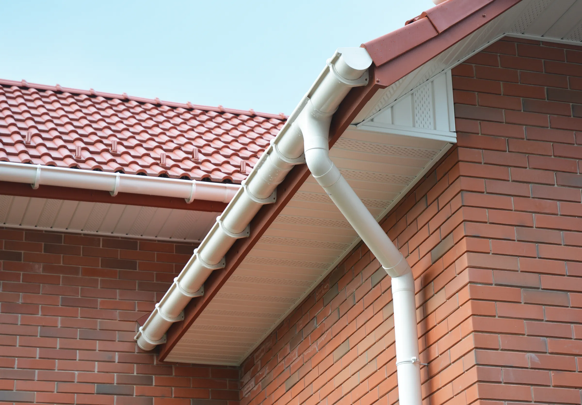 White uPVC fascias, soffits and guttering on a brick house